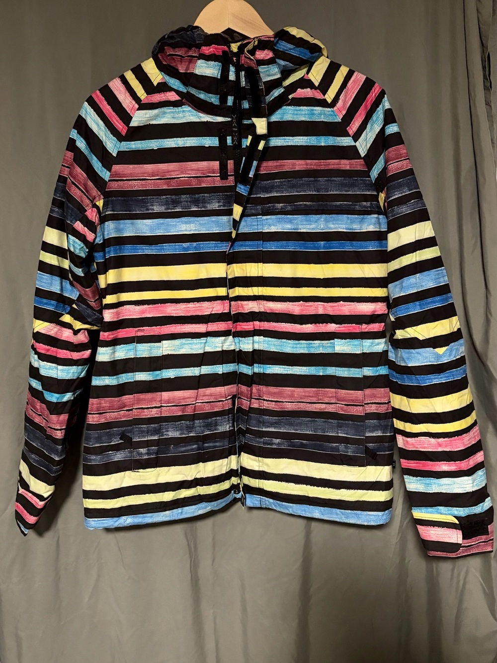 Burton Multicolor Striped Ski Jacket - Black, Yellow, Blue, Pink